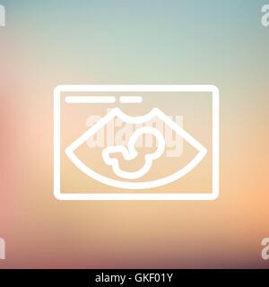 L'échographie fœtale à l'icône de la ligne mince Illustration de Vecteur
