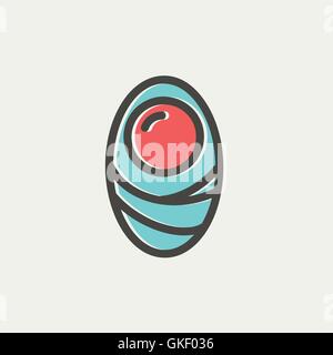 L'icône de la ligne mince de cellules humaines Illustration de Vecteur