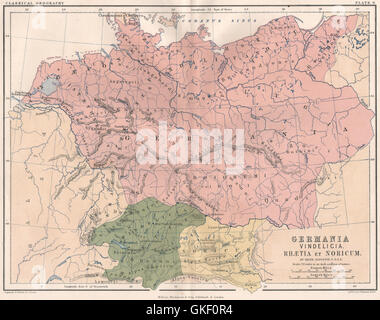 'Germania Vindelicia. Rhétie et Noricum'. L'ancienne Allemagne. JOHNSTON, 1855 map Banque D'Images