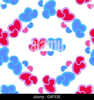 Arrière-plan avec des coeurs rouge et bleu. Modèle sans couture Illustration de Vecteur