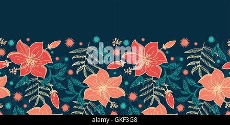 Vector tropicaux hibiscus frontière horizontale seaml Illustration de Vecteur