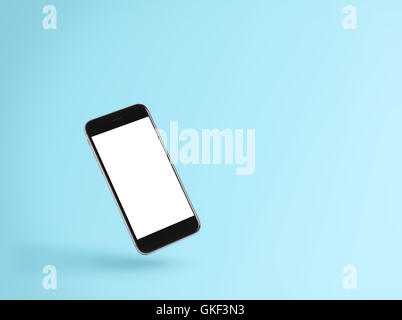 Phone écran blanc sur fond bleu concept Banque D'Images