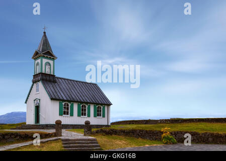 Le parc national de Þingvellir, Islande, Thingvallakirkja Banque D'Images