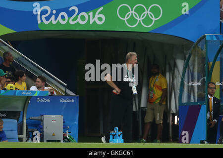 Rio de Janeiro, Rio de Janeiro, Brésil. 20e Août, 2016. RJ - JEUX OLYMPIQUES/FOOTBALL - Coach Allemagne Horst Hrubesch lors de Brésil X Allemagne en soccer masculin des Jeux Olympiques 2016 de Rio dans le stade Maracana à Rio de Janeiro (Brésil) le samedi : Geraldo Bubniak Crédit/ZUMA/Alamy Fil Live News Banque D'Images