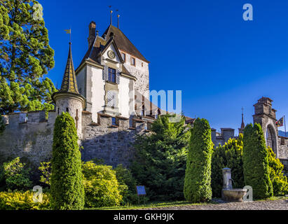 Château Oberhofen sur le lac de Thoune, dans l'Oberland Bernois, Suisse, Europe Banque D'Images