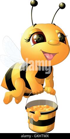 Abeille sur un fond blanc Illustration de Vecteur