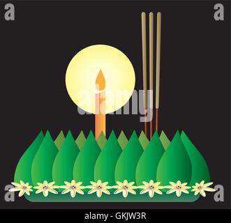 Loy Krathong, Thai full moon festival traditionnel, vecteur illustration Illustration de Vecteur