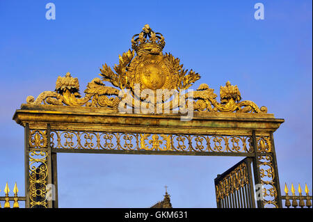 Les portes et les portes du château de Versailles dorée à l'or fin pour faire ressortir les détails d'assemblages Banque D'Images