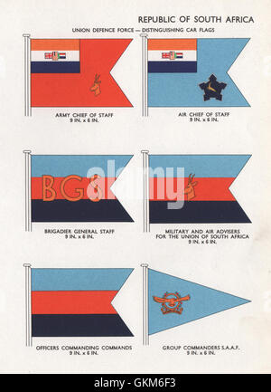 La FORCE DE DÉFENSE DE L'AFRIQUE DU SUD Location de drapeaux. Armée de terre/armée de l'air Chef de cabinet. Conseillers, 1958 Banque D'Images