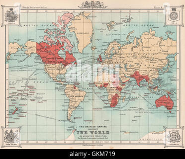 L'Empire britannique dans le monde entier. BARTHOLOMEW, 1904 carte antique Banque D'Images