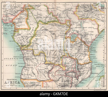 L'époque coloniale l'Afrique équatoriale. Etat du Congo. Kenya Tanzanie. L'Afrique centrale 1904 map Banque D'Images