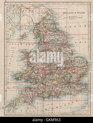 L'ANGLETERRE ET AU PAYS DE GALLES. Comtés. Westmorland. Les câbles télégraphiques. JOHNSTON, 1900 map Banque D'Images