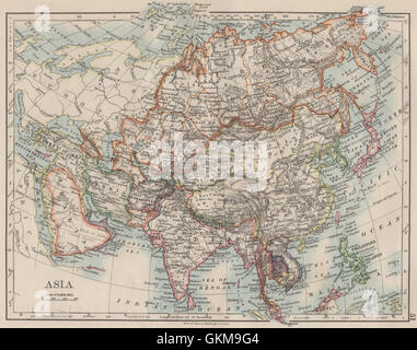 Politique de l'Asie. Hedjaz Siam perse Chine Japon Corée Turkestan. JOHNSTON 1900 map Banque D'Images