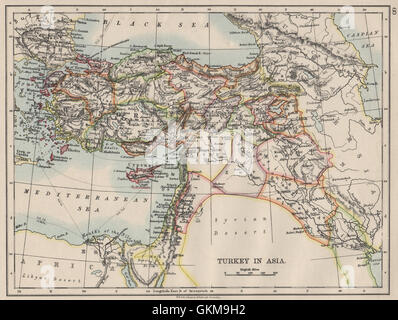 La Turquie ottomane en Asie. Chypre Levant Mésopotamie la Palestine. JOHNSTON, 1900 map Banque D'Images