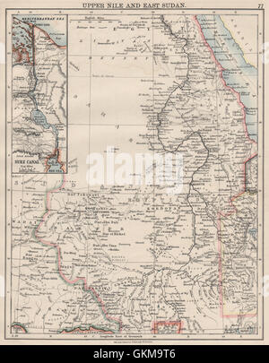 Du haut Nil, l'EST DU SOUDAN ET DU CANAL DE SUEZ. Khartoum.White/Blue Nile. JOHNSTON 1900 map Banque D'Images