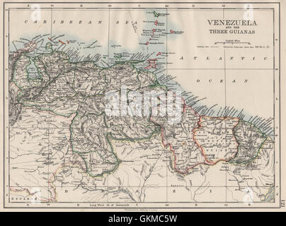 VENEZUELA / Guyanes. Le Suriname. Français Néerlandais Anglais Guyana. JOHNSTON, 1900 map Banque D'Images