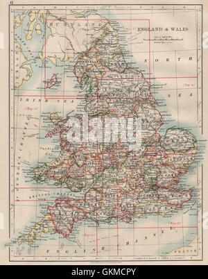 L'ANGLETERRE ET AU PAYS DE GALLES. Comtés. Westmorland. Les câbles télégraphiques. JOHNSTON, 1903 map Banque D'Images