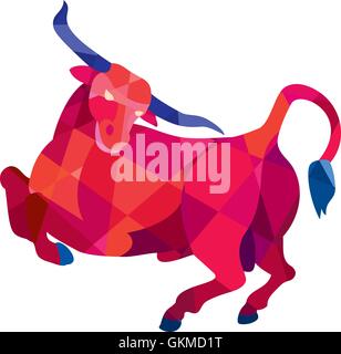Taureau texan Longhorn Polygone Faible Caracolant Illustration de Vecteur