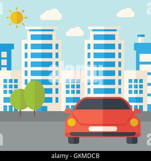 En face de l'immeuble de voiture Illustration de Vecteur