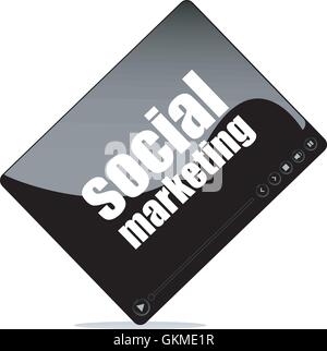 Lecteur vidéo pour le web avec mot de marketing social Illustration de Vecteur