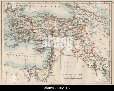 La Turquie ottomane en Asie. Chypre Levant Mésopotamie la Palestine. JOHNSTON, 1903 map Banque D'Images