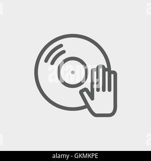 Disque vinyle sur l'icône de la ligne mince Illustration de Vecteur