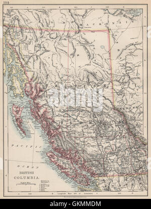 La Colombie-Britannique. Carte de la province. Chemins de fer. L'île de Vancouver. JOHNSTON, 1903 Banque D'Images