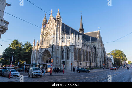 Église Notre Dame du Sablon (dix Onze-Lieve-Vrouw/Sablon Notre-Dame du Sablon) à Bruxelles, Belgique. Banque D'Images