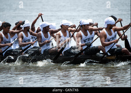 L'image du participant, l'aviron, Snake bateau , bateau de Nehru, le jour de la course, Allaepy Punnamda Lake, le Kerala Inde Banque D'Images