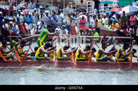 L'image du participant, l'aviron, Snake bateau , bateau de Nehru, le jour de la course, Allaepy Punnamda Lake, le Kerala Inde Banque D'Images