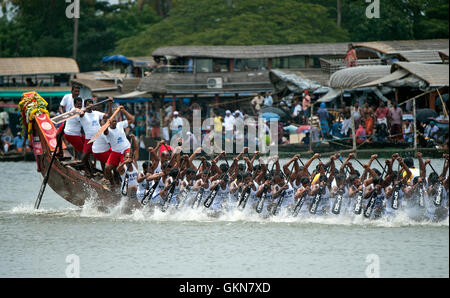 L'image du participant, l'aviron, Snake bateau , bateau de Nehru, le jour de la course, Allaepy Punnamda Lake, le Kerala Inde Banque D'Images