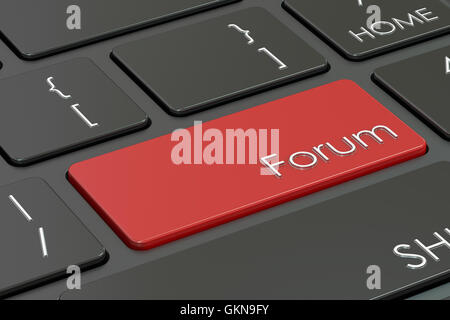 Bouton clavier rouge Forum, rendu 3D Banque D'Images