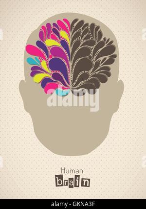 Illustration de la silhouette d'homme avec cerveau vector illustration Illustration de Vecteur