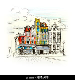 Vue sur la ville d'un canal à Amsterdam Banque D'Images