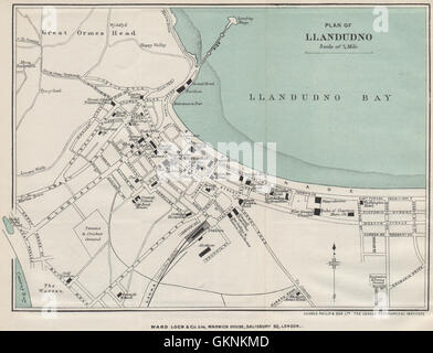 LLANDUDNO vintage town/city plan. Le Pays de Galles. WARD LOCK, 1906 carte antique Banque D'Images