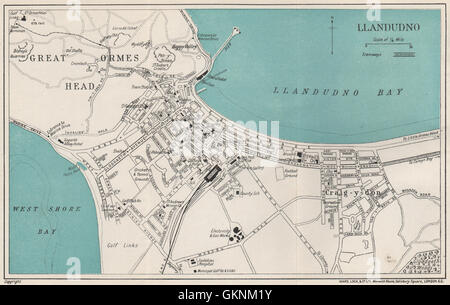 LLANDUDNO vintage town/city plan. Le Pays de Galles. WARD LOCK, 1925 carte vintage Banque D'Images