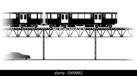 Le train surélevé à Chicago Illustration de Vecteur