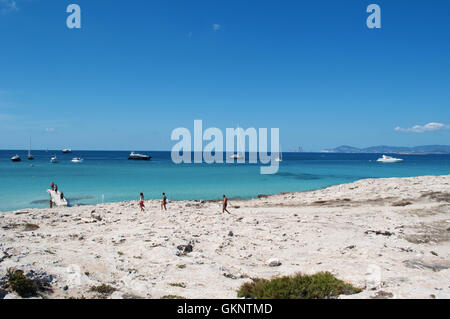 Îles Baléares, Formentera : Platja de Ses Illetes, une des plages les plus célèbres de l'île Banque D'Images