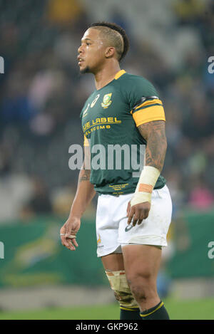 Nelspruit, Afrique du Sud. 20 août 2016. L'équipe nationale de rugby sud-africain en action contre les Pumas à Mbombela Stadium. Elton Jantjies Banque D'Images