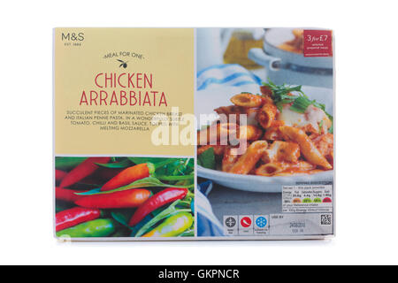 Sachet de poulet Arrabbiata sur fond blanc Banque D'Images