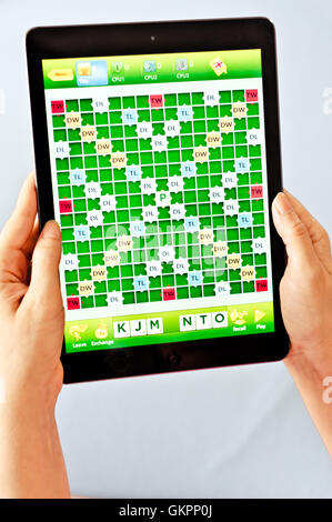 Scrabble sur tablette Banque D'Images