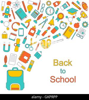 Arrière-plan de retour à l'école, l'éducation de simples objets colorés Illustration de Vecteur