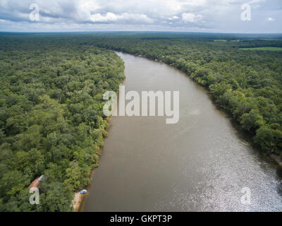 Vue aérienne de Suwanee River dans le comté de Gilchrist, en Floride du sud, à la Banque D'Images