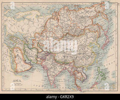 Politique de l'Asie. Hedjaz Siam perse Chine Japon Corée Turkestan. JOHNSTON 1895 map Banque D'Images