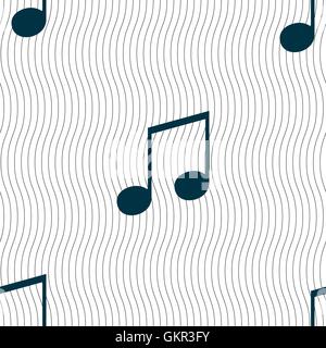 Note de musique, la musique, l'icône de sonnerie signe. Motif géométrique transparente avec la texture. Vector Illustration de Vecteur