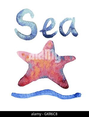 Ensemble d'étoiles de l'aquarelle à la main Illustration de Vecteur