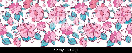 Kimono bleu rose vecteur horizontal sans frontière fleurs patte Illustration de Vecteur