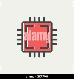 L'icône de la ligne mince CPU Illustration de Vecteur