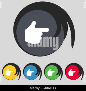 L'icône main signe. Symbole sur cinq touches de couleur. Vector Illustration de Vecteur