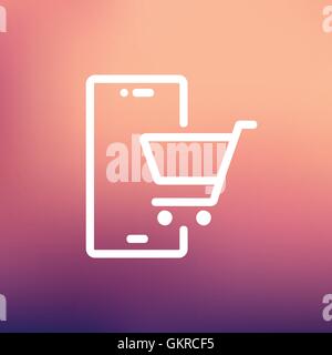 Panier pancarte portant sur l'icône de la ligne mince Illustration de Vecteur